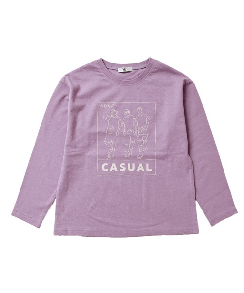 GLAZOS（グラソス）の「天竺・ドロップショルダープリント長袖Tシャツ（Tシャツ/カットソー・キッズ・グレー/モスグリーン/パープル/マスタード/エメラルド/ブルー/チャコールグレー/オフホワイト/オレンジ/ラベンダー/ライトグリーン/イエロー/ダークグレー/ブラック/ベージュ/ダークオレンジ/グリーン/ネイビー/ホワイト/ベージュ系その他・120cm/100cm/130cm/110cm/140cm）」の17枚目の写真