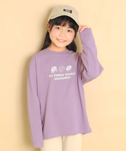 GLAZOS（グラソス）の「天竺・ドロップショルダープリント長袖Tシャツ（Tシャツ/カットソー・キッズ・グレー/モスグリーン/パープル/マスタード/エメラルド/ブルー/チャコールグレー/オフホワイト/オレンジ/ラベンダー/ライトグリーン/イエロー/ダークグレー/ブラック/ベージュ/ダークオレンジ/グリーン/ネイビー/ホワイト/ベージュ系その他・120cm/100cm/130cm/110cm/140cm）」の16枚目の写真