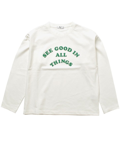 GLAZOS（グラソス）の「天竺・ドロップショルダープリント長袖Tシャツ（Tシャツ/カットソー・キッズ・グレー/モスグリーン/パープル/マスタード/エメラルド/ブルー/チャコールグレー/オフホワイト/オレンジ/ラベンダー/ライトグリーン/イエロー/ダークグレー/ブラック/ベージュ/ダークオレンジ/グリーン/ネイビー/ホワイト/ベージュ系その他・120cm/100cm/130cm/110cm/140cm）」の21枚目の写真