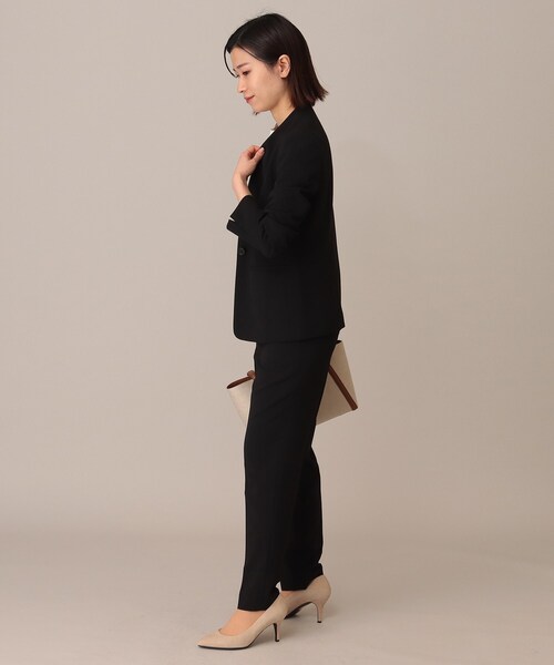 UNTITLED(アンタイトル)の「◆カロスウーステッド ノーカラージャケット【マシンウォッシャブル】(ノーカラージャケット・レディース・ブラック/ベージュ・03/04/44/02/42/01/00/48)」の19枚目の写真