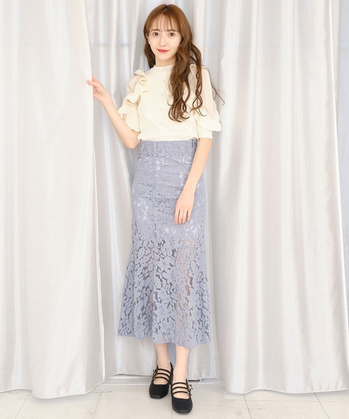 TITTY&CO.（ティティーアンドコー）の「【TITTY&CO.】ボリューム袖ニットカーデトップス（カーディガン/ボレロ・レディース・アイボリー/ブラック・FREE）」の5枚目の写真