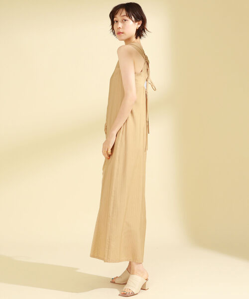 Ray BEAMS（レイビームス）の「Ray BEAMS / ストライプ アシメ ギャザー ワンピース（ワンピース・レディース・ベージュ/アイボリー・1/0）」の6枚目の写真