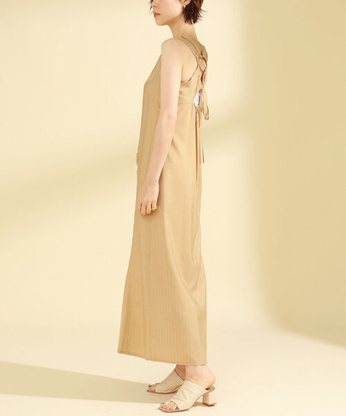 Ray BEAMS（レイビームス）の「Ray BEAMS / ストライプ アシメ ギャザー ワンピース（ワンピース・レディース・ベージュ/アイボリー・1/0）」の9枚目の写真