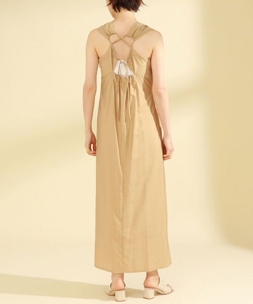 Ray BEAMS（レイビームス）の「Ray BEAMS / ストライプ アシメ ギャザー ワンピース（ワンピース・レディース・ベージュ/アイボリー・1/0）」の10枚目の写真