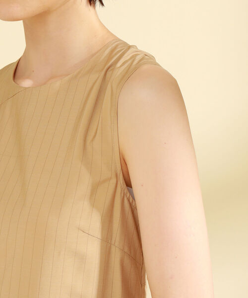 Ray BEAMS（レイビームス）の「Ray BEAMS / ストライプ アシメ ギャザー ワンピース（ワンピース・レディース・ベージュ/アイボリー・1/0）」の13枚目の写真