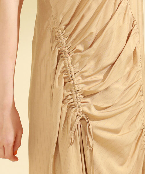 Ray BEAMS（レイビームス）の「Ray BEAMS / ストライプ アシメ ギャザー ワンピース（ワンピース・レディース・ベージュ/アイボリー・1/0）」の14枚目の写真