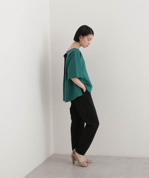 NATURAL BEAUTY BASIC（ナチュラルビューティーベーシック）の「ストレッチジョーゼットパンツ（その他パンツ・レディース・ブラック/オフホワイト/イエロー・SMALL/MEDIUM）」の5枚目の写真