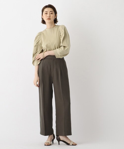 OPAQUE.CLIP（オペークドットクリップ）の「◆【DELEGANT/デレガント】ドレープツイル ワイドストレートパンツ（その他パンツ・レディース・ブラック/ライトグリーン/ブラウン系その他・36/38/40/42）」の7枚目の写真