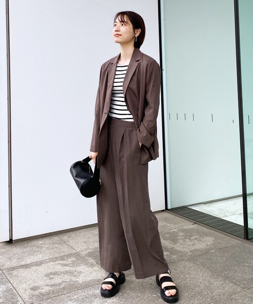 OPAQUE.CLIP（オペークドットクリップ）の「◆【DELEGANT/デレガント】ドレープツイル ワイドストレートパンツ（その他パンツ・レディース・ブラック/ライトグリーン/ブラウン系その他・36/38/40/42）」の5枚目の写真