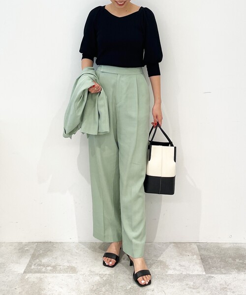 OPAQUE.CLIP（オペークドットクリップ）の「◆【DELEGANT/デレガント】ドレープツイル ワイドストレートパンツ（その他パンツ・レディース・ブラック/ライトグリーン/ブラウン系その他・36/38/40/42）」の22枚目の写真