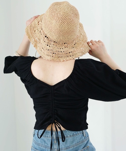 archives（アルシーヴ）の「フロントギャザーブラウス（シャツ/ブラウス・レディース・ブラック/オフホワイト/ピンク・MEDIUM）」の2枚目の写真