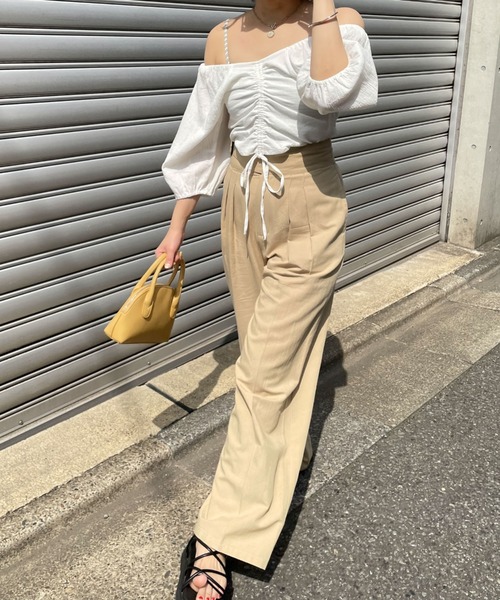 archives（アルシーヴ）の「フロントギャザーブラウス（シャツ/ブラウス・レディース・ブラック/オフホワイト/ピンク・MEDIUM）」の6枚目の写真