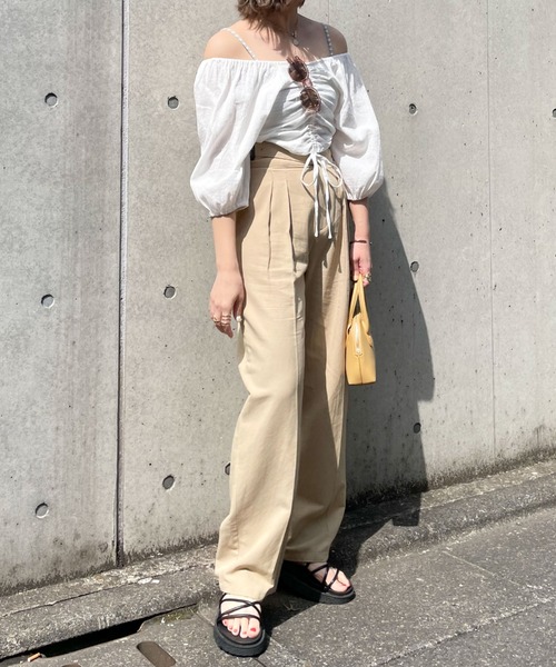 archives（アルシーヴ）の「フロントギャザーブラウス（シャツ/ブラウス・レディース・ブラック/オフホワイト/ピンク・MEDIUM）」の5枚目の写真