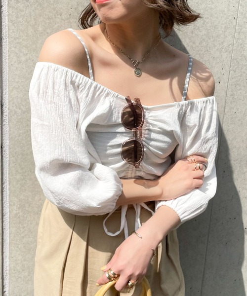 archives（アルシーヴ）の「フロントギャザーブラウス（シャツ/ブラウス・レディース・ブラック/オフホワイト/ピンク・MEDIUM）」の7枚目の写真