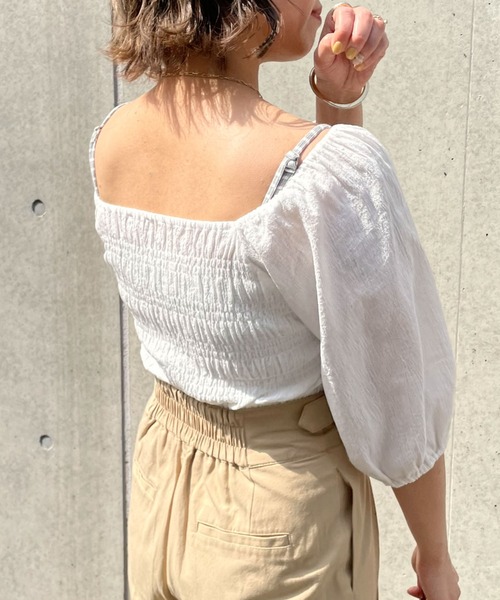 archives（アルシーヴ）の「フロントギャザーブラウス（シャツ/ブラウス・レディース・ブラック/オフホワイト/ピンク・MEDIUM）」の8枚目の写真