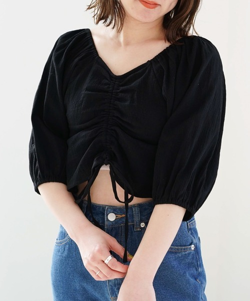 archives（アルシーヴ）の「フロントギャザーブラウス（シャツ/ブラウス・レディース・ブラック/オフホワイト/ピンク・MEDIUM）」の15枚目の写真