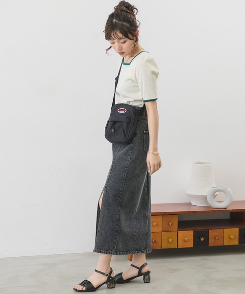 ems excite(エムズエキサイト)の「5分袖テレコカットソー(Tシャツ/カットソー・レディース・アイボリー/オフホワイト/ブラック系その他/ブラック・FREE)」の15枚目の写真