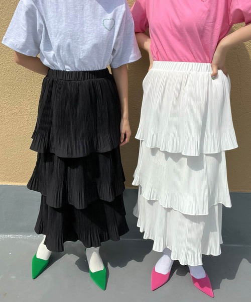 Birthday room(バースデイルーム)の「ティアードフリルスカート(スカート・レディース・ホワイト/ブラック・FREE)」の5枚目の写真