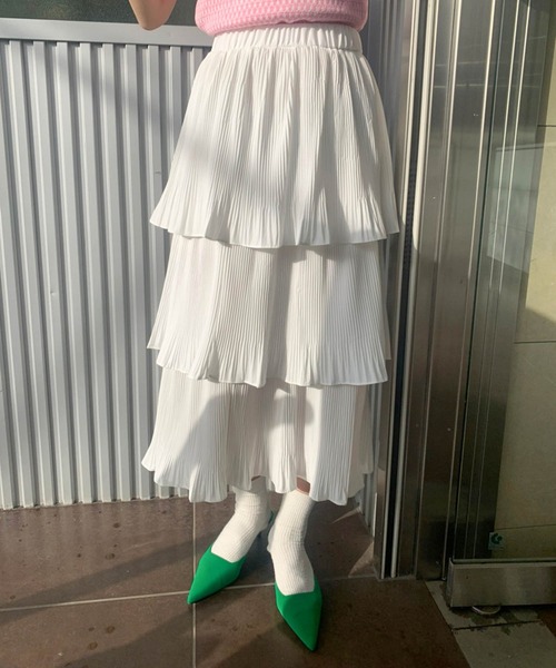 Birthday room(バースデイルーム)の「ティアードフリルスカート(スカート・レディース・ホワイト/ブラック・FREE)」の4枚目の写真