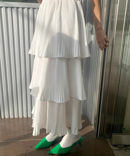 Birthday room(バースデイルーム)の「ティアードフリルスカート(スカート・レディース・ホワイト/ブラック・FREE)」の6枚目の写真