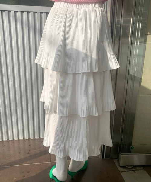 Birthday room(バースデイルーム)の「ティアードフリルスカート(スカート・レディース・ホワイト/ブラック・FREE)」の3枚目の写真