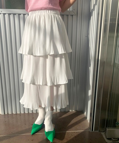 Birthday room(バースデイルーム)の「ティアードフリルスカート(スカート・レディース・ホワイト/ブラック・FREE)」の20枚目の写真