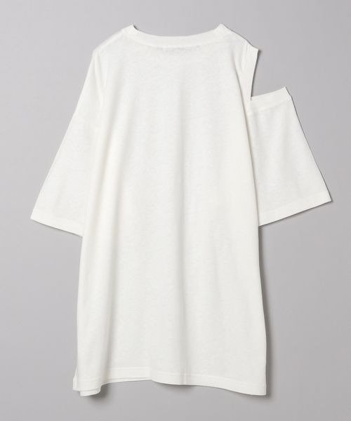 JEANASIS（ジーナシス）の「アシメショルダースリットTEE/285060（Tシャツ/カットソー・レディース・オフホワイト/ブラック/ピンク・FREE）」の4枚目の写真