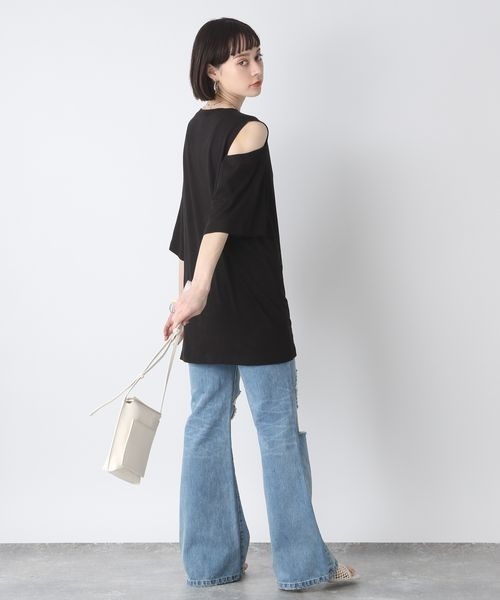 JEANASIS（ジーナシス）の「アシメショルダースリットTEE/285060（Tシャツ/カットソー・レディース・オフホワイト/ブラック/ピンク・FREE）」の21枚目の写真