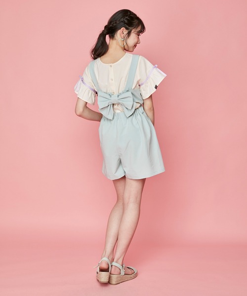 JENNI love（ジェニィラブ）の「2wayリボンサロペショーパン（サロペット/オーバーオール・キッズ・ミント/ブルー/ラベンダー・150cm/140cm/160cm/130cm）」の11枚目の写真