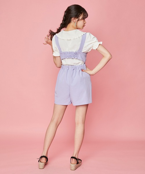 JENNI love（ジェニィラブ）の「2wayリボンサロペショーパン（サロペット/オーバーオール・キッズ・ミント/ブルー/ラベンダー・150cm/140cm/160cm/130cm）」の16枚目の写真