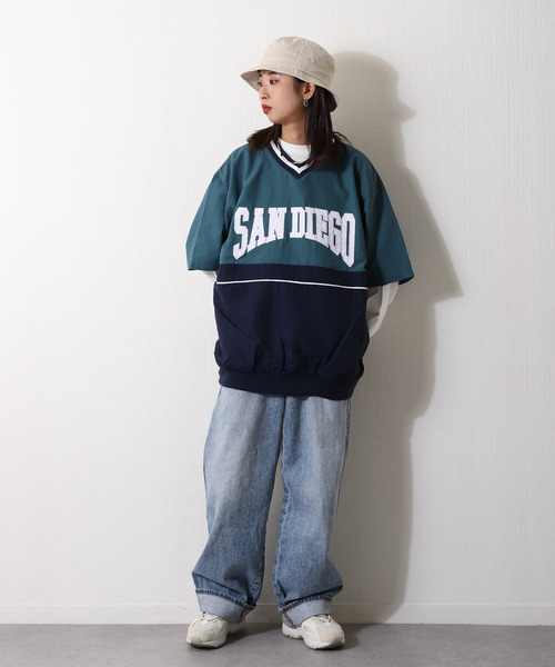 ZIP FIVE（ジップファイブ）の「【loot box】 半袖Vネック切替ナイロンプルオーバー（その他トップス・レディース・ブルーグリーン/イエロー系/パープル系/ブルー系・MEDIUM/LARGE）」の12枚目の写真