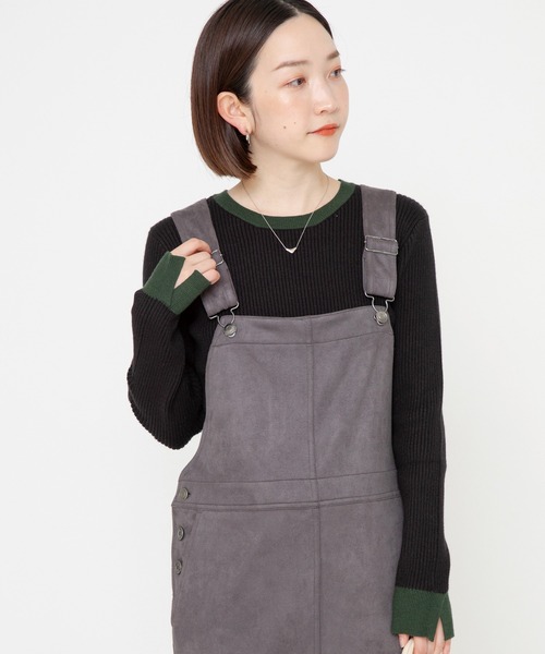 バイカラーリブニット