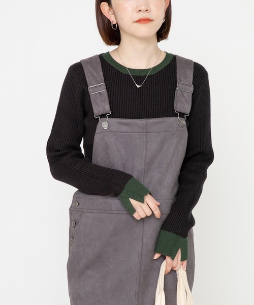 バイカラーリブニット