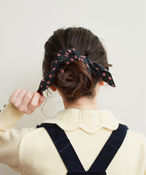 Dot&Stripes CHILD WOMAN(ドットアンドストライプス チャイルドウーマン)の「Cu/Coツイル花柄 ミニスカーフ(バンダナ/スカーフ・レディース・ピンク/ブラック・FREE)」の16枚目の写真