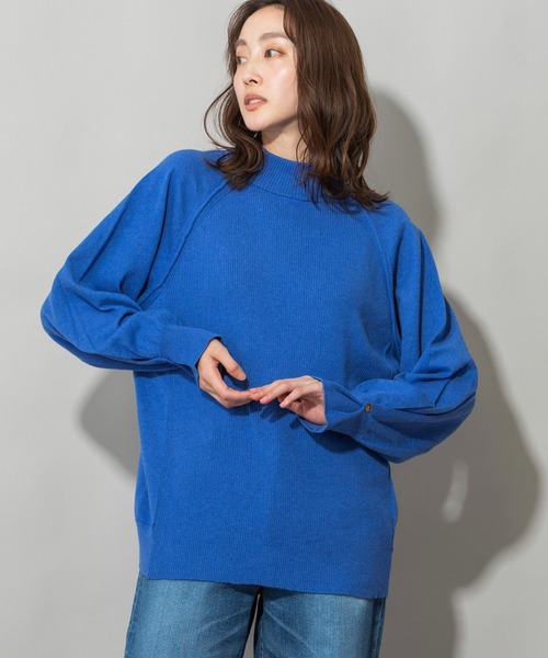 Munich（ミューニック）の「カシミヤコットンリブ＆ジャージモックネックプルオーバー（ニット/セーター・レディース・イエロー/ブラック/ベージュ/ブルー・FREE）」の3枚目の写真