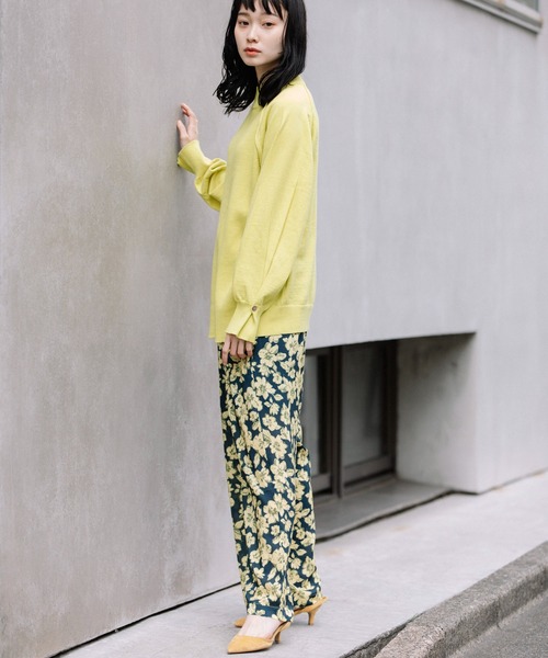 Munich（ミューニック）の「カシミヤコットンリブ＆ジャージモックネックプルオーバー（ニット/セーター・レディース・イエロー/ブラック/ベージュ/ブルー・FREE）」の7枚目の写真