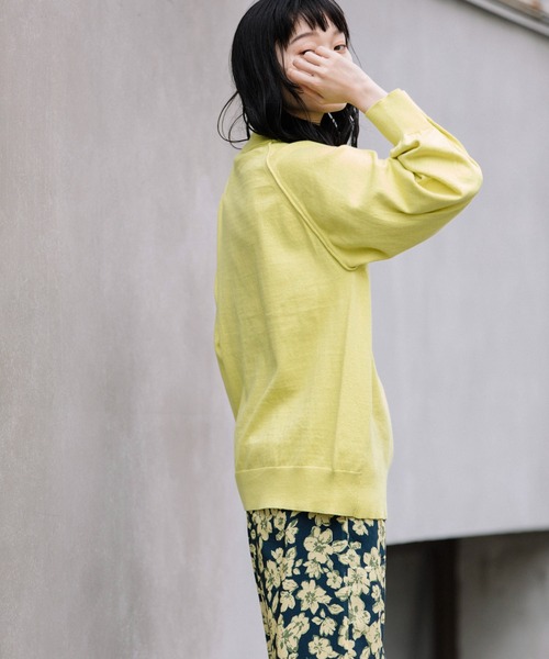 Munich（ミューニック）の「カシミヤコットンリブ＆ジャージモックネックプルオーバー（ニット/セーター・レディース・イエロー/ブラック/ベージュ/ブルー・FREE）」の10枚目の写真