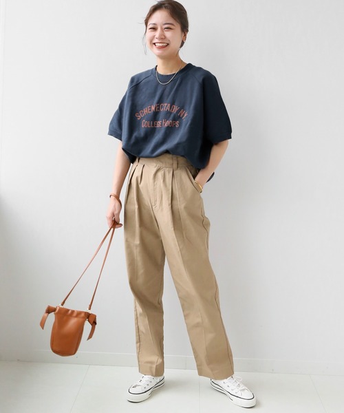 JOURNAL STANDARD relume ラグランハーフスリーブスウェット JOURNAL STANDARD relume トレーナー スウェット 「追加」刺繍