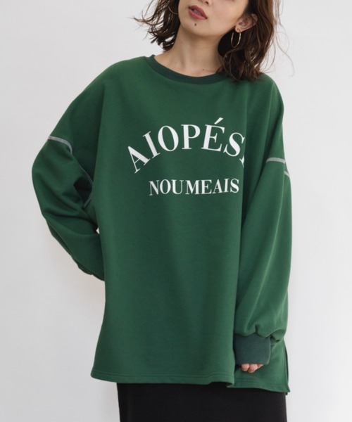 RANAN（ラナン）の「ビッグカレッジロゴスウェット（スウェット・レディース・オートミール/ネイビー/グリーン/ボルドー・M-L/LL）」の2枚目の写真