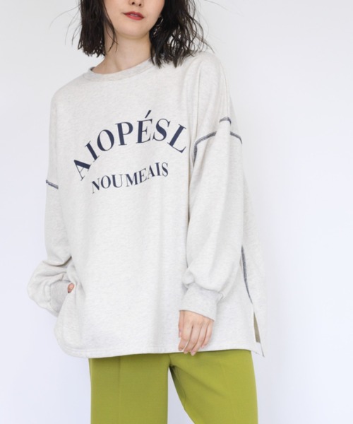 RANAN（ラナン）の「ビッグカレッジロゴスウェット（スウェット・レディース・オートミール/ネイビー/グリーン/ボルドー・M-L/LL）」の11枚目の写真