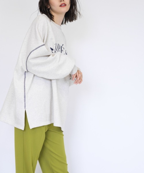 RANAN（ラナン）の「ビッグカレッジロゴスウェット（スウェット・レディース・オートミール/ネイビー/グリーン/ボルドー・M-L/LL）」の12枚目の写真