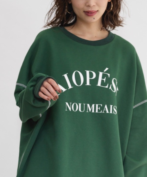 RANAN（ラナン）の「ビッグカレッジロゴスウェット（スウェット・レディース・オートミール/ネイビー/グリーン/ボルドー・M-L/LL）」の14枚目の写真