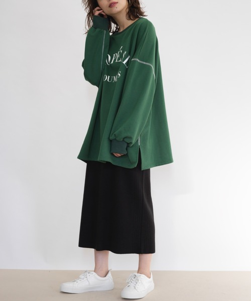 RANAN（ラナン）の「ビッグカレッジロゴスウェット（スウェット・レディース・オートミール/ネイビー/グリーン/ボルドー・M-L/LL）」の15枚目の写真