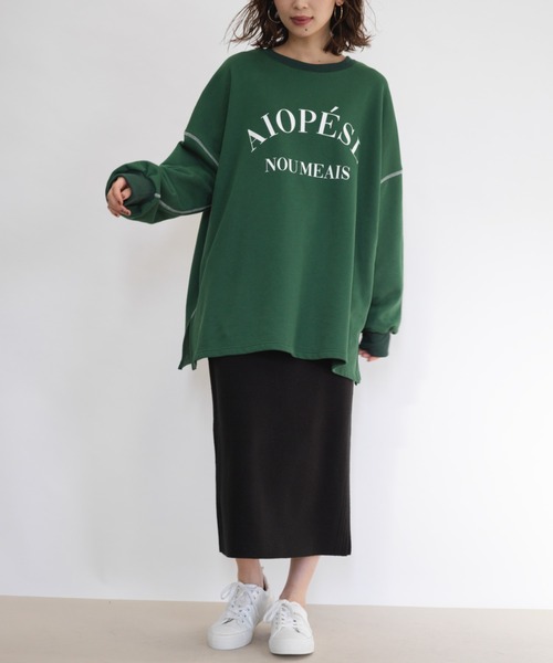 RANAN（ラナン）の「ビッグカレッジロゴスウェット（スウェット・レディース・オートミール/ネイビー/グリーン/ボルドー・M-L/LL）」の16枚目の写真