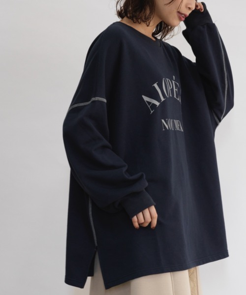 RANAN（ラナン）の「ビッグカレッジロゴスウェット（スウェット・レディース・オートミール/ネイビー/グリーン/ボルドー・M-L/LL）」の18枚目の写真