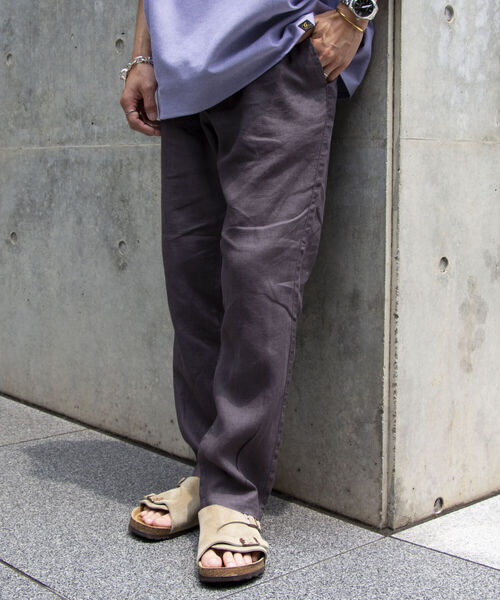 GLOSTER（グロスター）の「【GLOSTER/グロスター】リネンイージーパンツ（その他パンツ・メンズ・チャコールグレー/ダークグリーン/ベージュ/ネイビー・M/L/XL）」の2枚目の写真