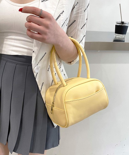 shopnikoniko(ショップニコニコ)の「韓国風 ミニボストンバッグ(ボストンバッグ・レディース・ホワイト/ブラック/ベージュ/イエロー/ブルー・フリー)」の6枚目の写真