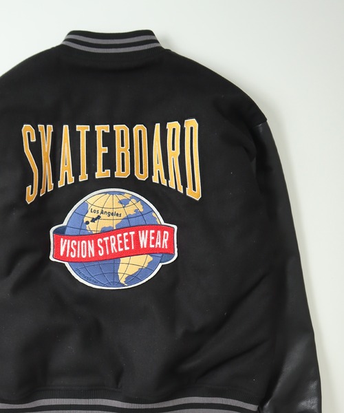 VISION STREET WEAR（ヴィジョンストリートウェア）の「【VISION STREET WEAR】メルトンPUスタジャン（スタジャン・レディース・ワイン/ブラック系1/ブラック系2/グリーン系1/グリーン系2/グリーン系3/グリーン系4/ネイビー系1・MEDIUM/LARGE/X-LARGE）」の3枚目の写真