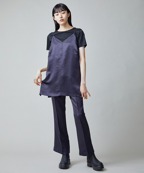 city（シティ）の「【CITY】ソフトリンクルサテンセミフレアーパンツ（その他パンツ・レディース・ネイビー/ブラウン・1/2）」の16枚目の写真