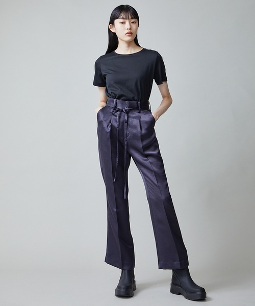 city（シティ）の「【CITY】ソフトリンクルサテンセミフレアーパンツ（その他パンツ・レディース・ネイビー/ブラウン・1/2）」の21枚目の写真